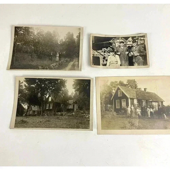 VTG Lot Family Houses Men Working Machinery Field Photograph Early 1900's - Picture 1 of 7